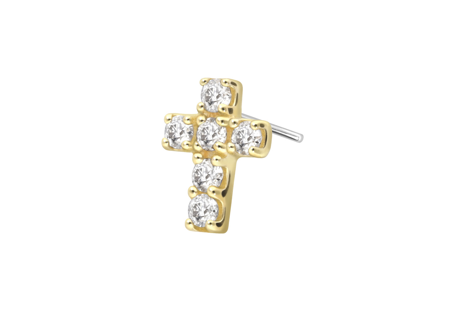14 Karat Gold Aufsatz mit Titan Push Pin MOISSANIT-KREUZ
